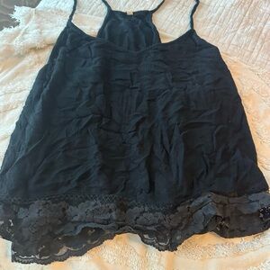 Free People Black Lace Trim Cami Top
